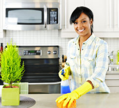 woman cleaning the kitchen counter
