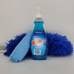 windex and cleaning materials